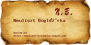 Neuliszt Boglárka névjegykártya